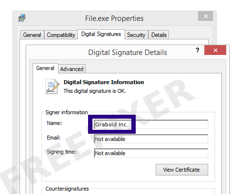 Screenshot of the Graboid Inc. certificate